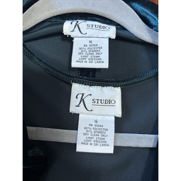 K Studio Green Velvet Maxi Dress Jacket Set Sz 16 Evening Cocktail Holiday Event - Picture 3 of 9